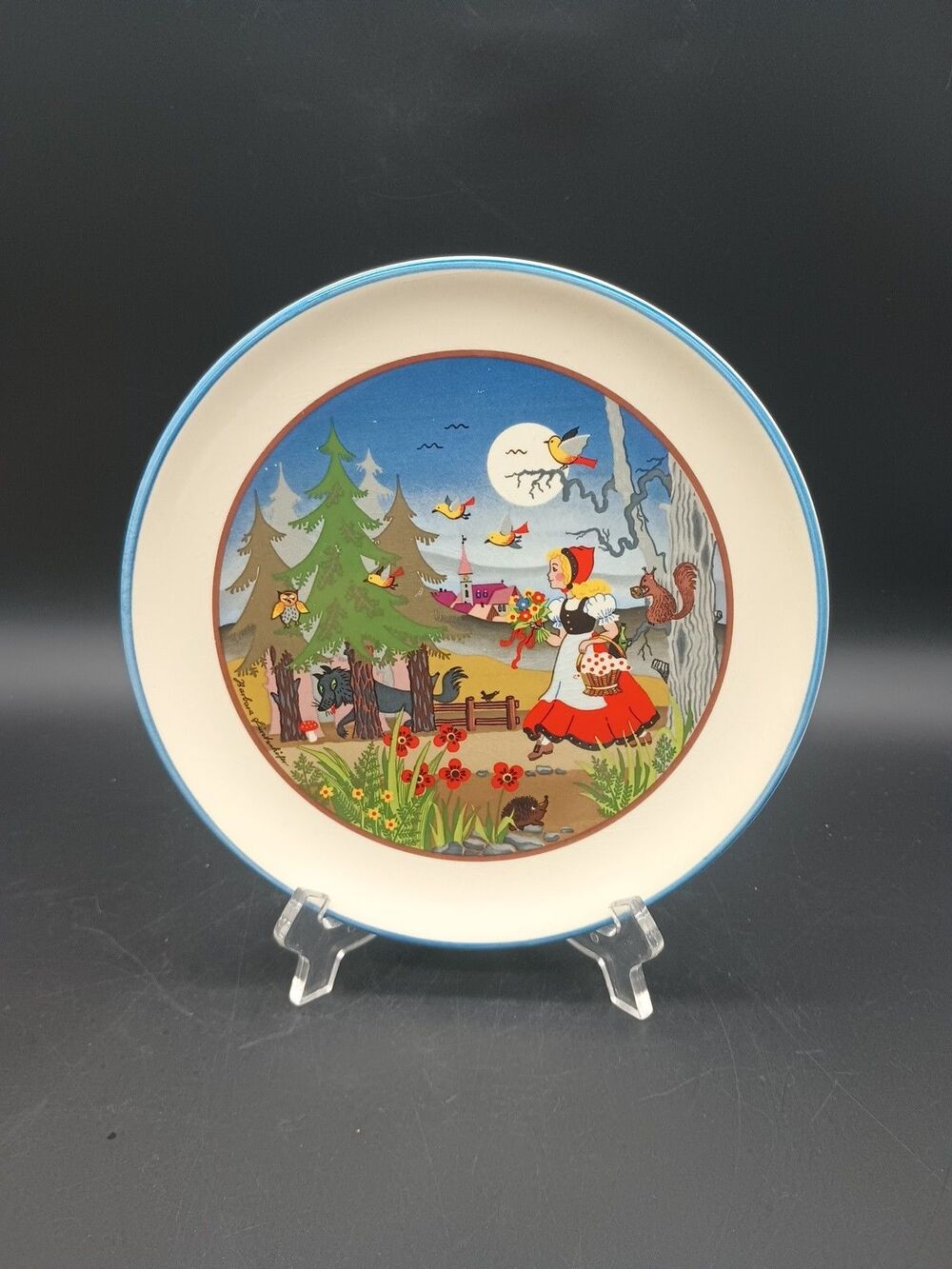 barbara furstenhofer Red Riding Hood Plate Schramberg Wolf Mushroom Hedgehog